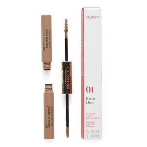 CLARINS 01 Tawny Blond Brow Duo Defines And Fixes Brows